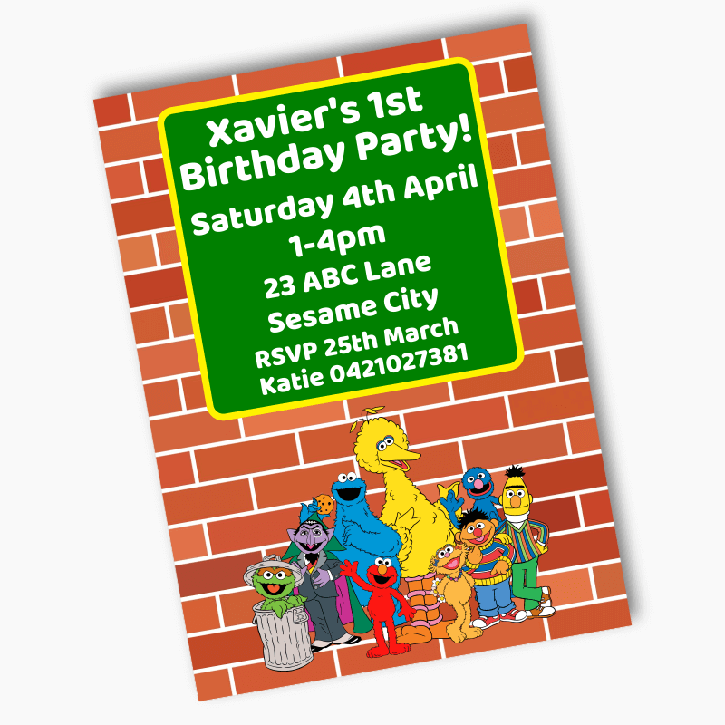 Personalised Sesame Street Birthday Party Invites