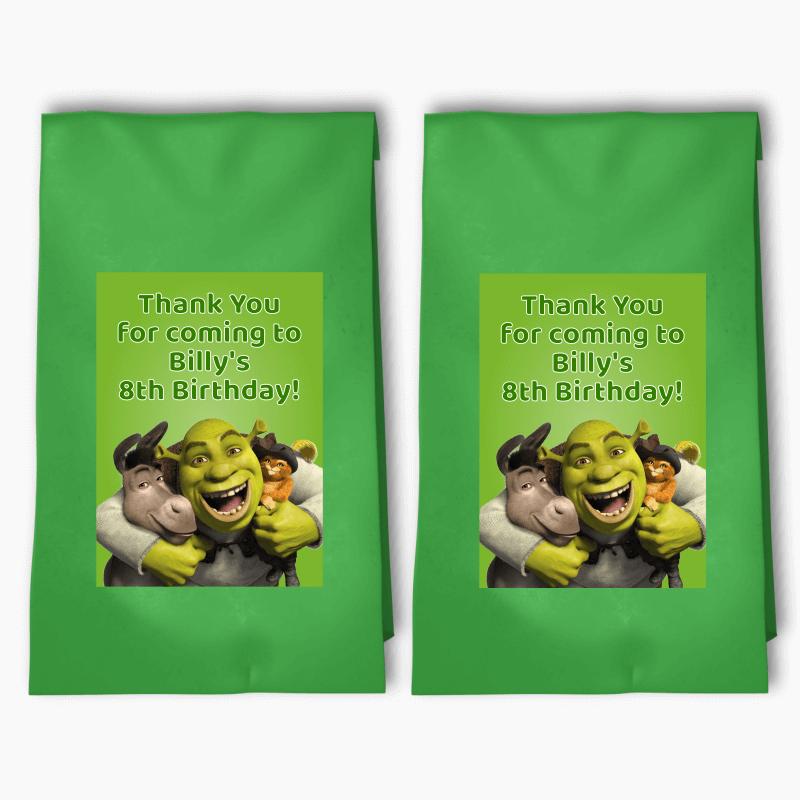 Personalised Shrek Birthday Party Bags &amp; Labels