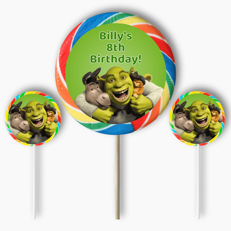 Personalised Shrek Birthday Party Round Stickers