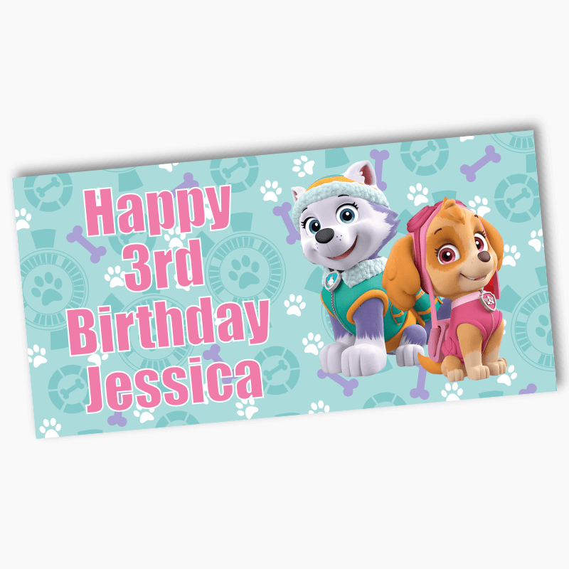Personalised Skye &amp; Everest Party Banners - Aqua