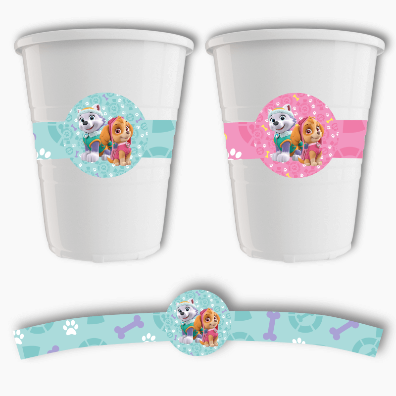 Skye &amp; Everest (Paw Patrol) Birthday Party Cup Stickers