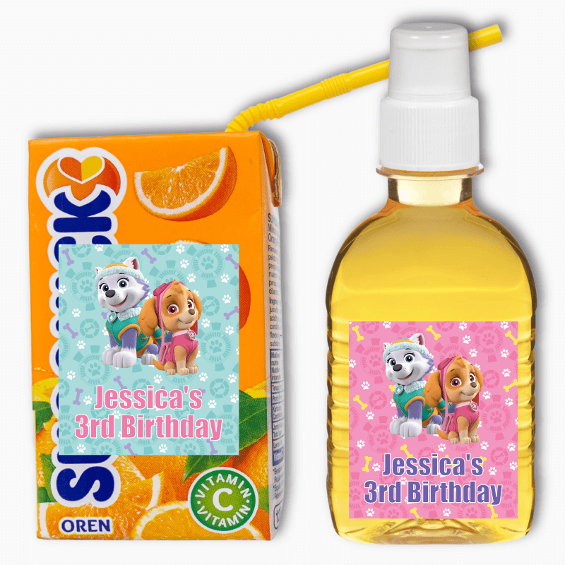 Skye &amp; Everest Paw Patrol Party Rectangle Drink Labels