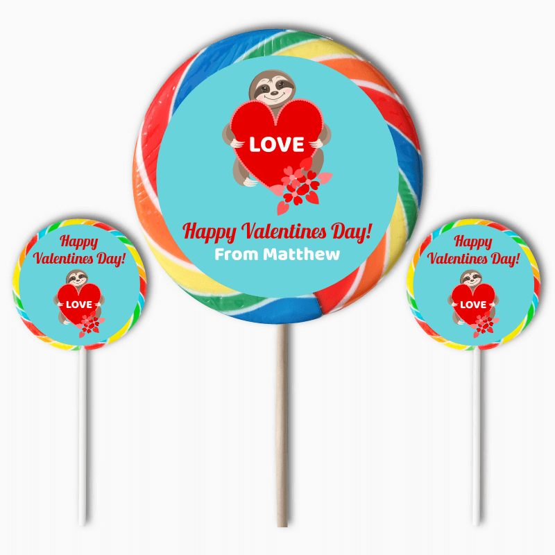 Sloth Valentines Day Gift Round Stickers