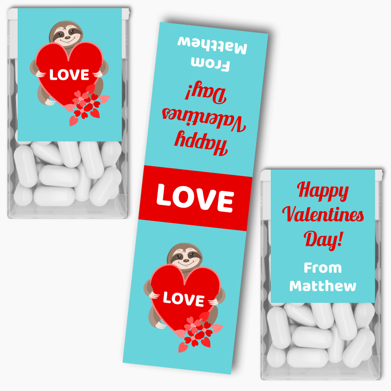 Personalised Sloth Valentines Day Gift Tic Tac Labels