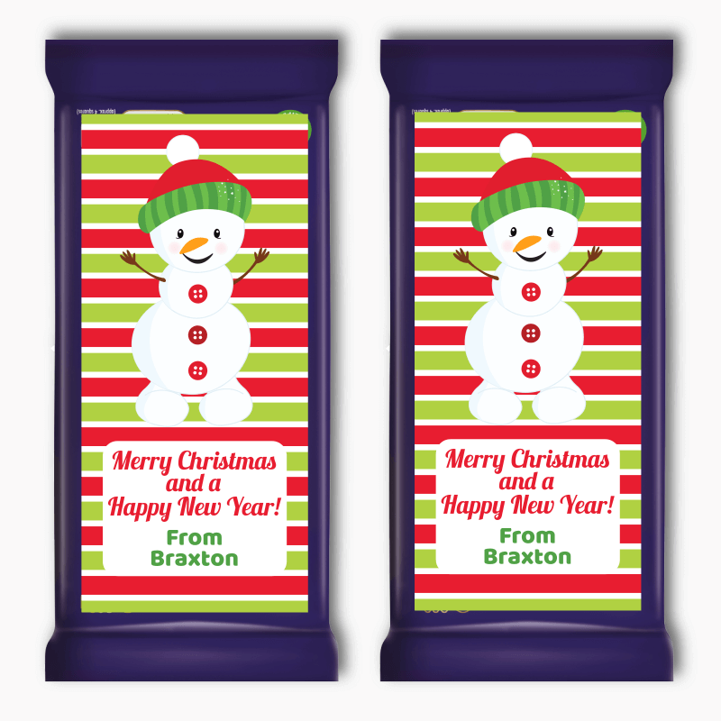 Personalised Snowman Christmas Gift Cadbury Chocolate Labels