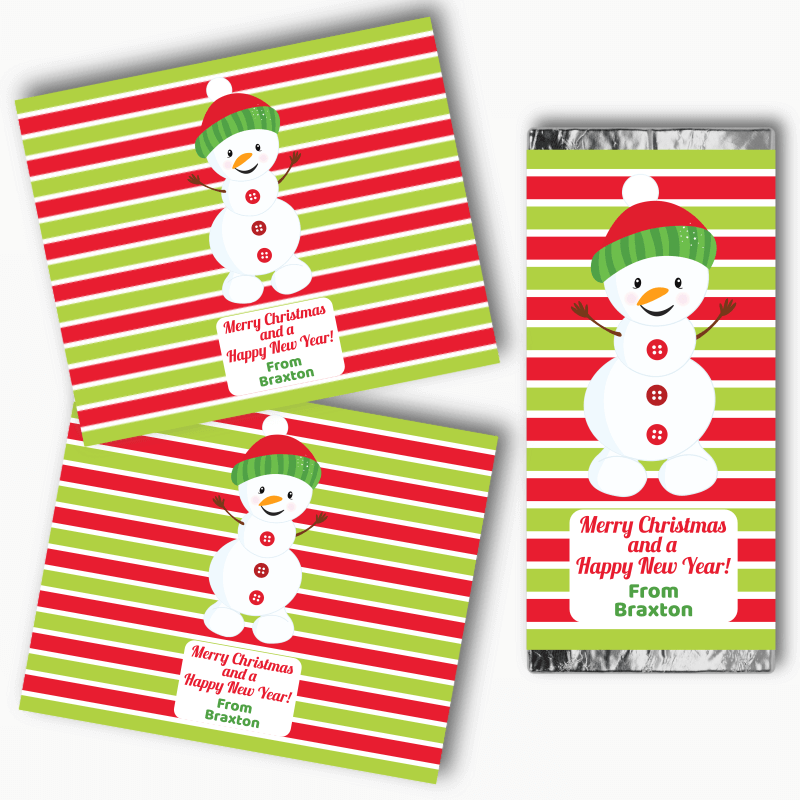 Personalised Snowman Christmas Gift Mini Chocolate Wrappers