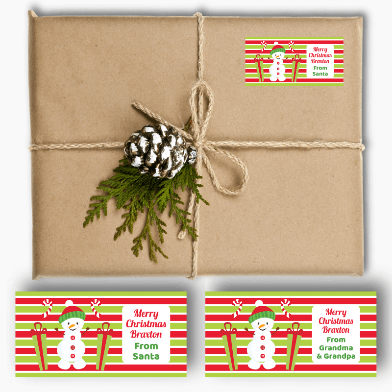 Personalised Snowman Christmas Gift Present Labels