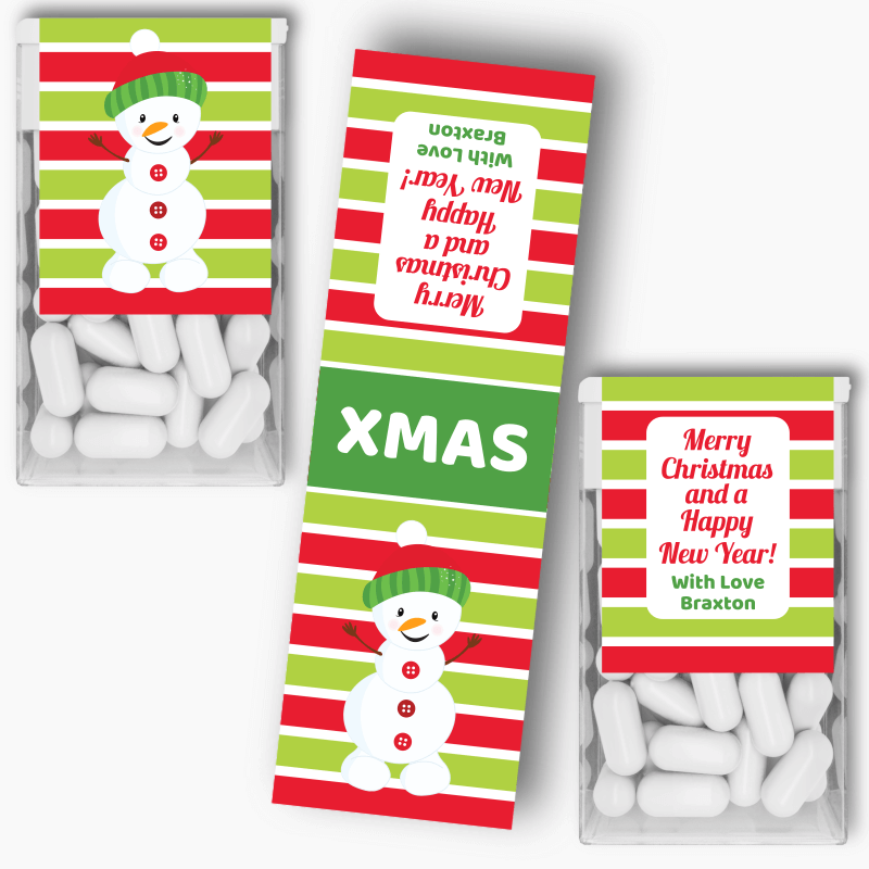 Personalised Snowman Christmas Gift Tic Tac Labels