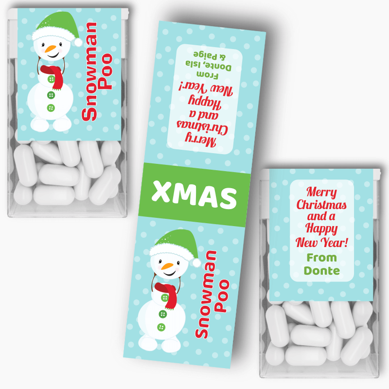 Personalised Snowman Poo Christmas Gift Tic Tac Labels