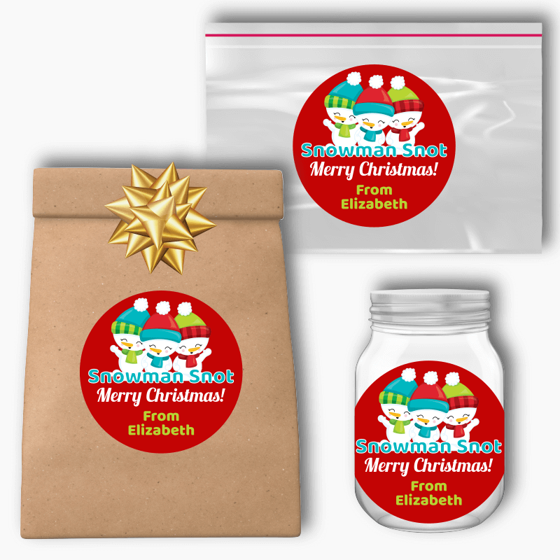 Snowman Snot Kids Christmas Gift Round Stickers