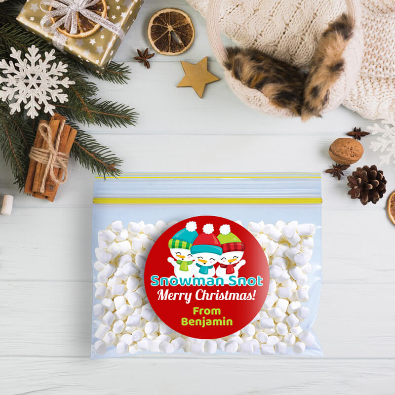 Snowman Snot Kids Christmas Gift Round Stickers
