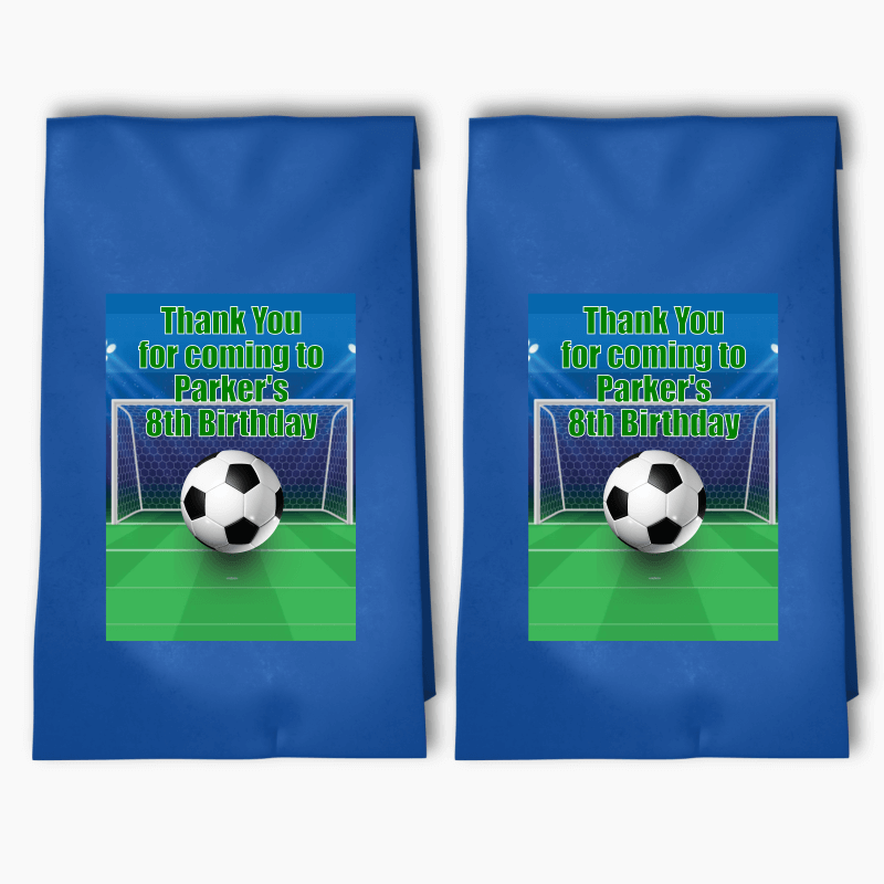 Personalised Soccer Birthday Party Bags &amp; Labels