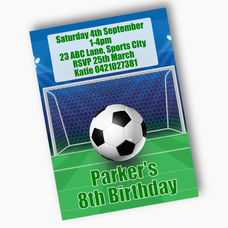 Personalised Soccer Birthday Party Invites