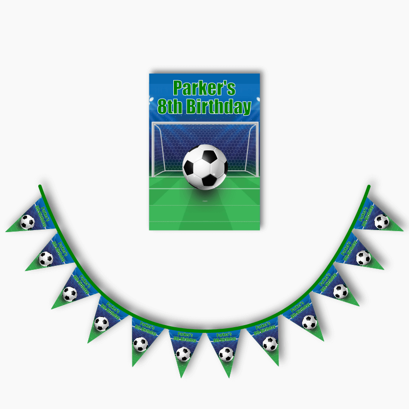 Personalised Soccer Party Poster &amp; Bunting Combo