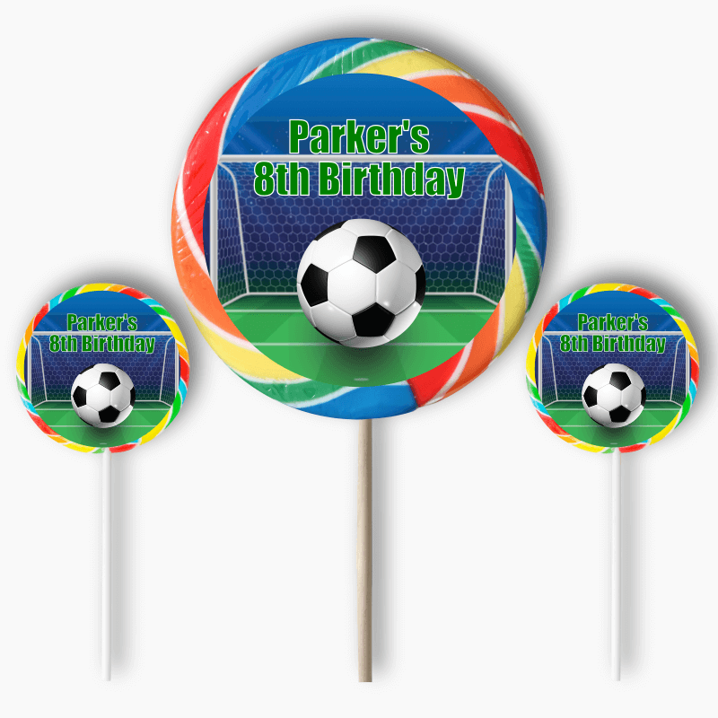 Personalised Soccer Birthday Party Round Stickers