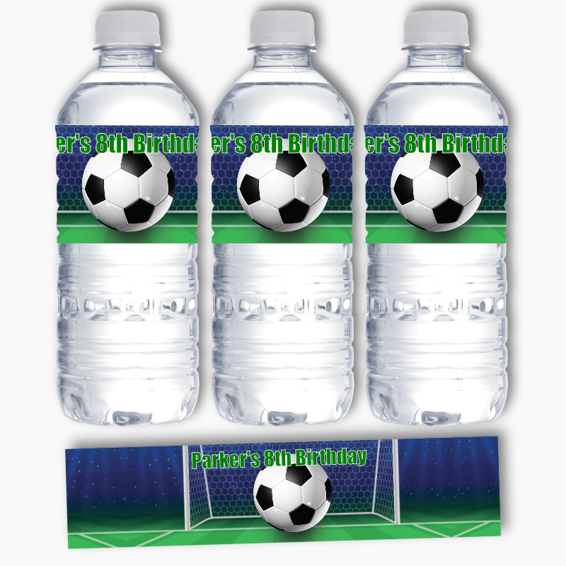 Personalised Soccer Birthday Party Water Bottle Labels