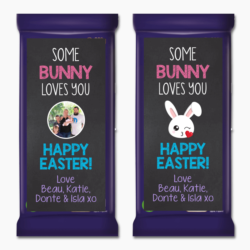 Personalised 'Some Bunny Loves You' Easter Gift Cadbury Chocolate Labels