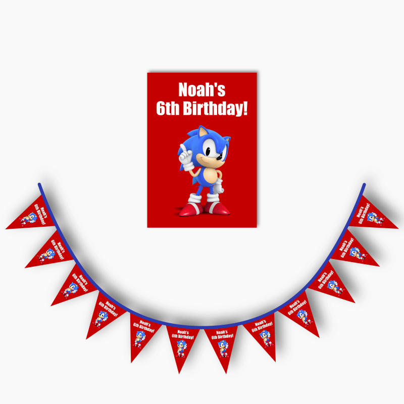 Sonic the Hedgehog Party Poster &amp; Bunting Combo - Red