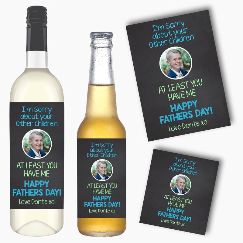 Sorry About Your Other Children Fathers Day Gift Wine & Beer Labels with Photo
