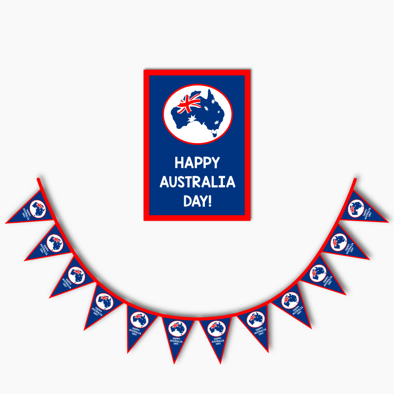 Southern Cross Australia Day Party Poster &amp; Flag Bunting Combo