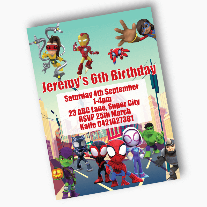 Personalised Spidey &amp; Friends Birthday Party Invites
