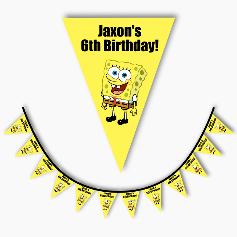Personalised SpongeBob SquarePants Party Flag Bunting