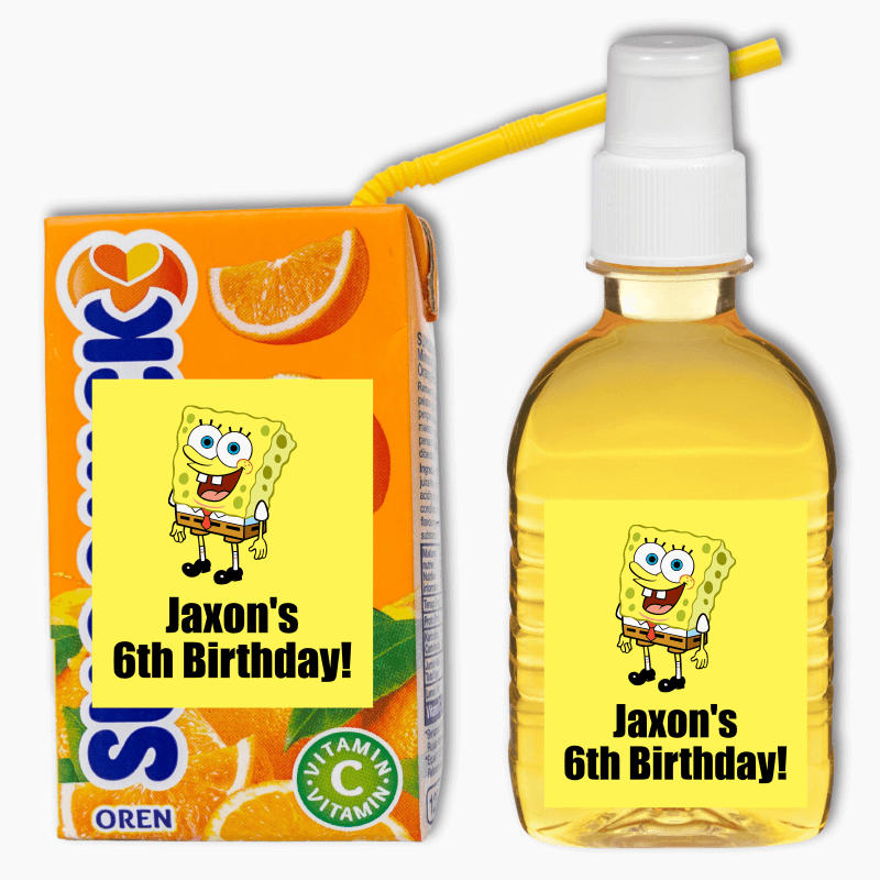 SpongeBob SquarePants Birthday Party Rectangle Drink Labels