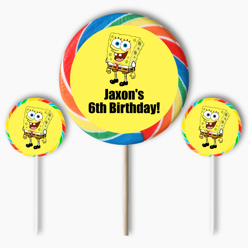 Personalised SpongeBob SquarePants Party Round Stickers
