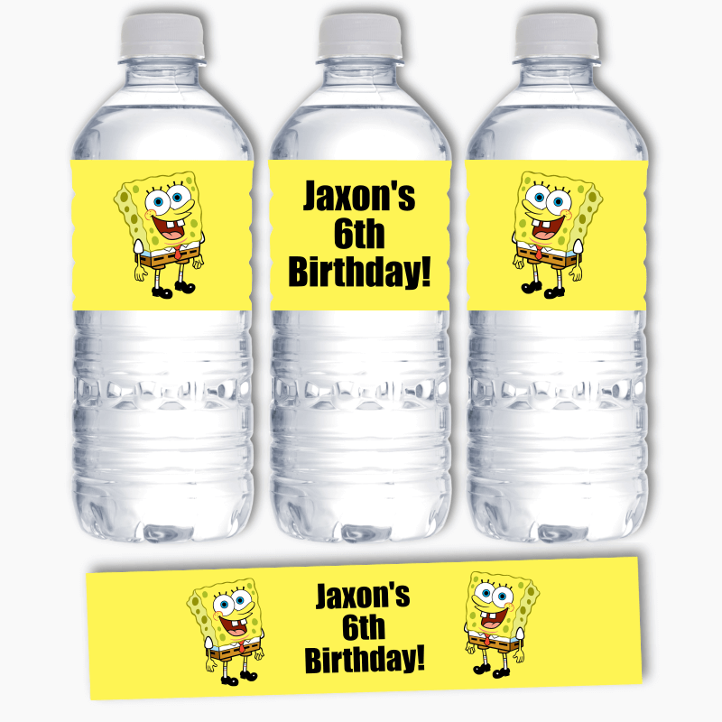 Personalised SpongeBob SquarePants Party Water Bottle Labels