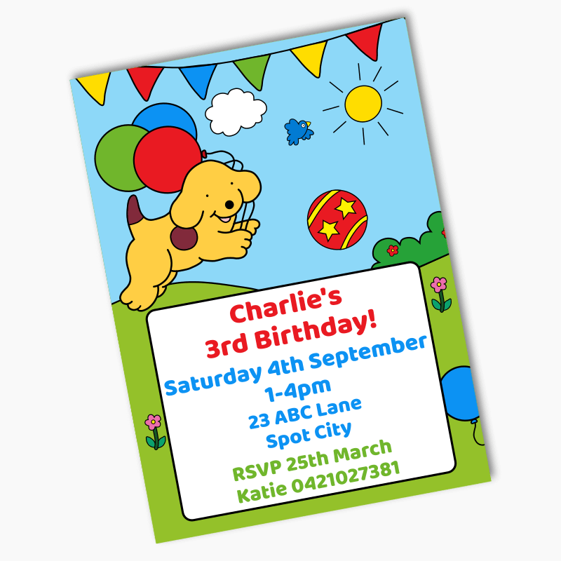 Personalised Spot the Dog Birthday Party Invites