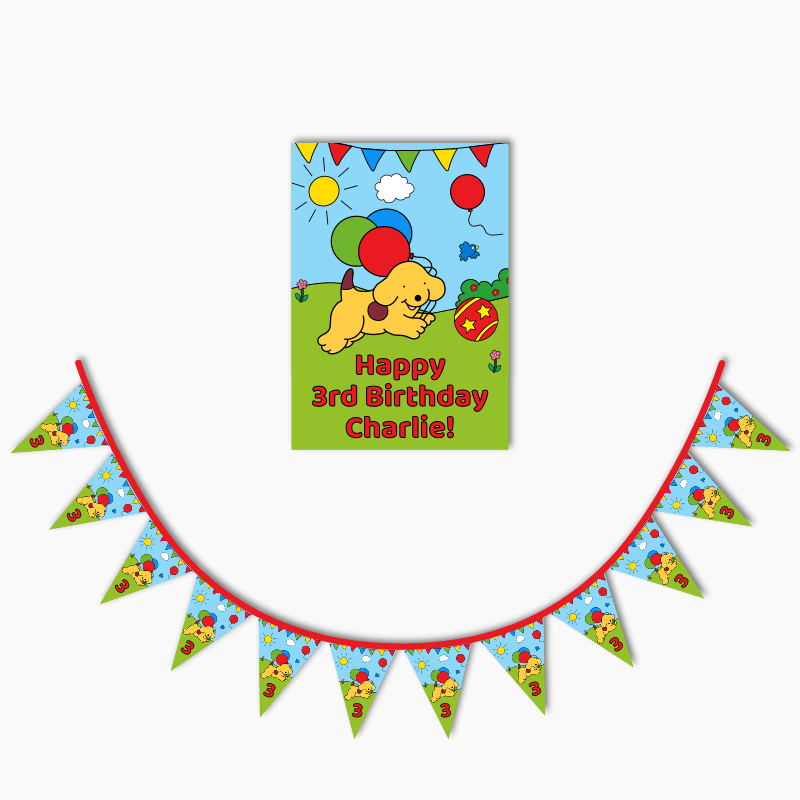 Personalised Spot the Dog Birthday Party Poster &amp; Flag Bunting Combo