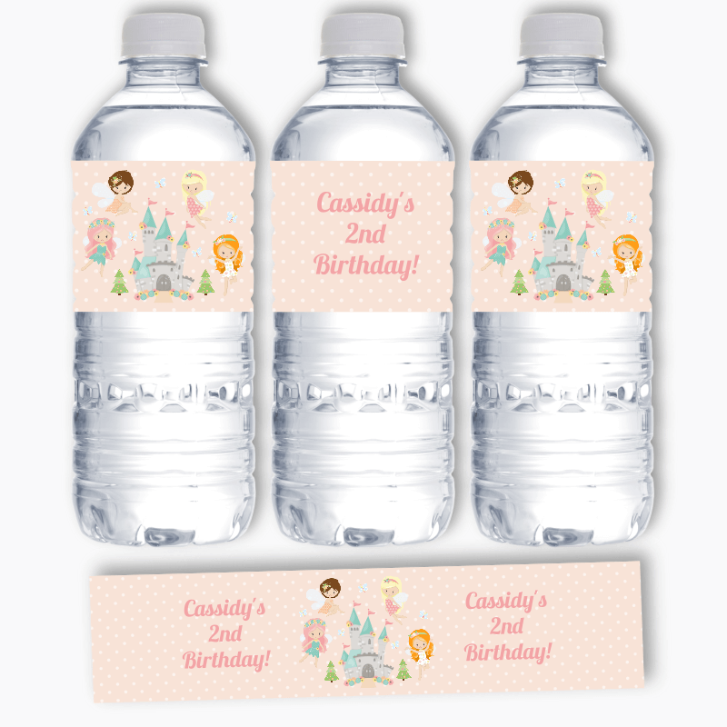 Personalised Spring Fairies Birthday Party Water Bottle Labels