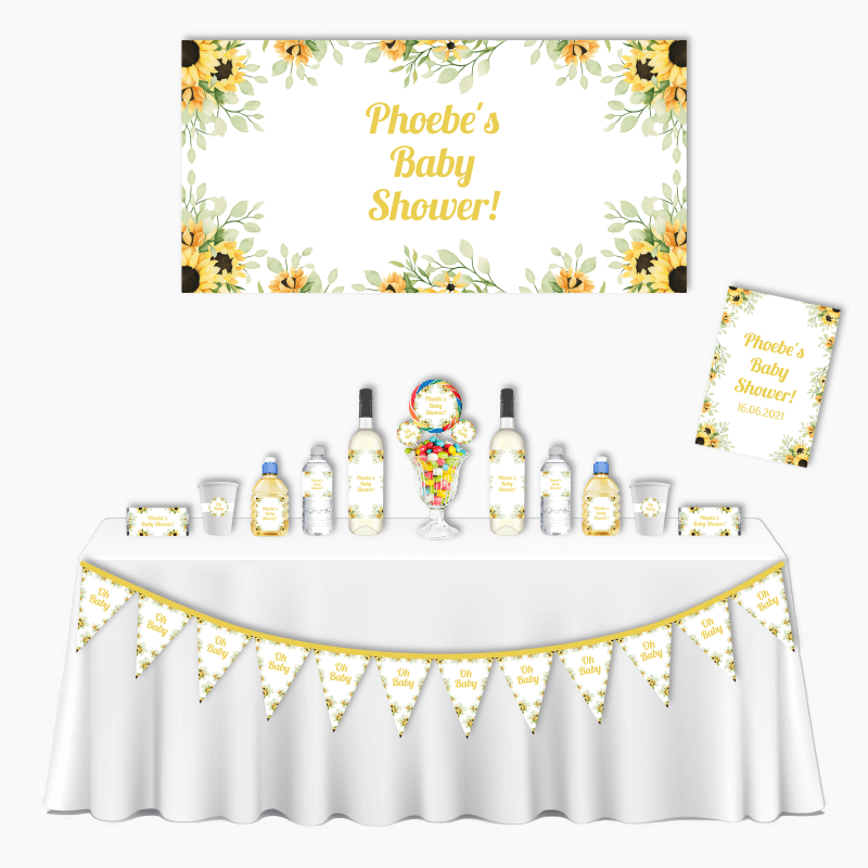 Personalised Sunflower Deluxe Baby Shower Decorations Pack