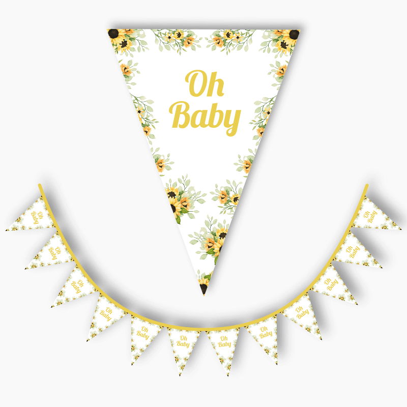 Personalised Sunflower Baby Shower Flag Bunting