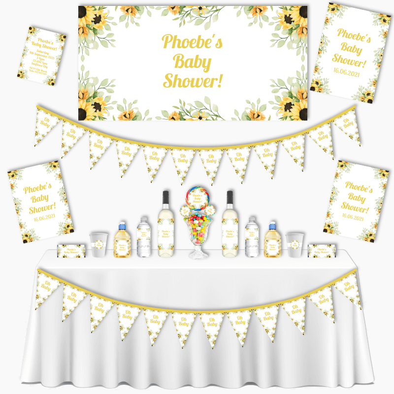 Sweet Custom Sunflower & Honey Bee Baby Shower Decorations - Katie J Design  and Events