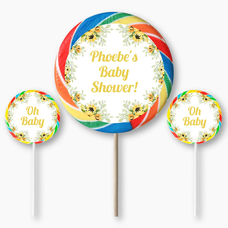 Personalised Sunflower Party Round Stickers