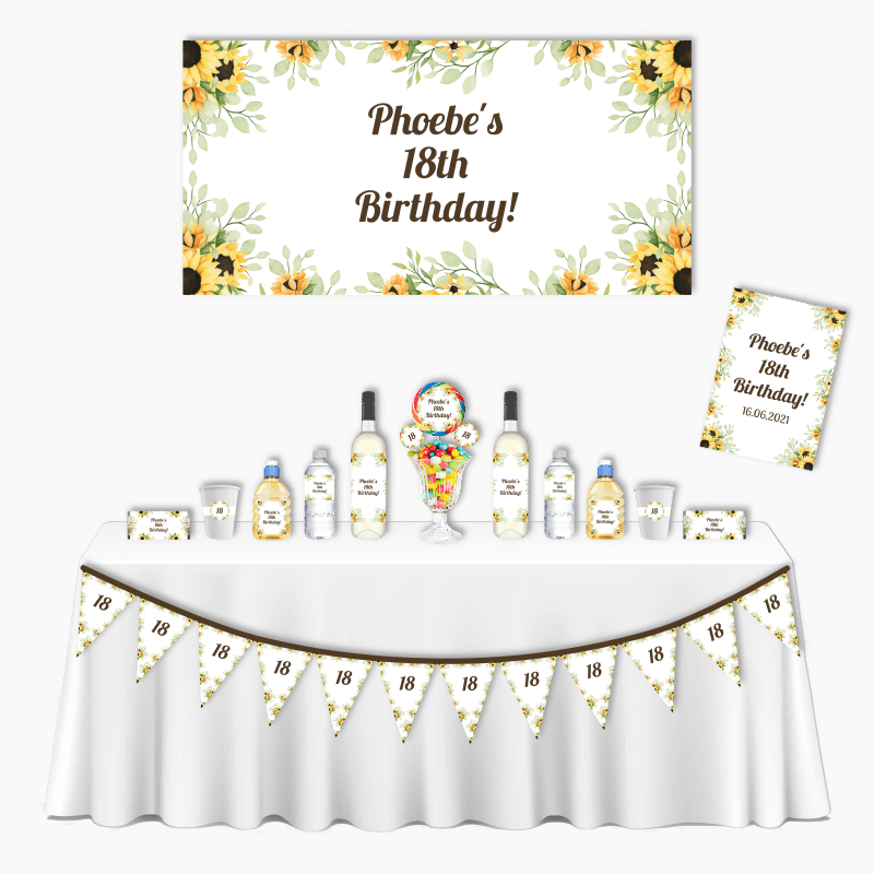 Personalised Sunflower Deluxe Birthday Party Decorations Pack