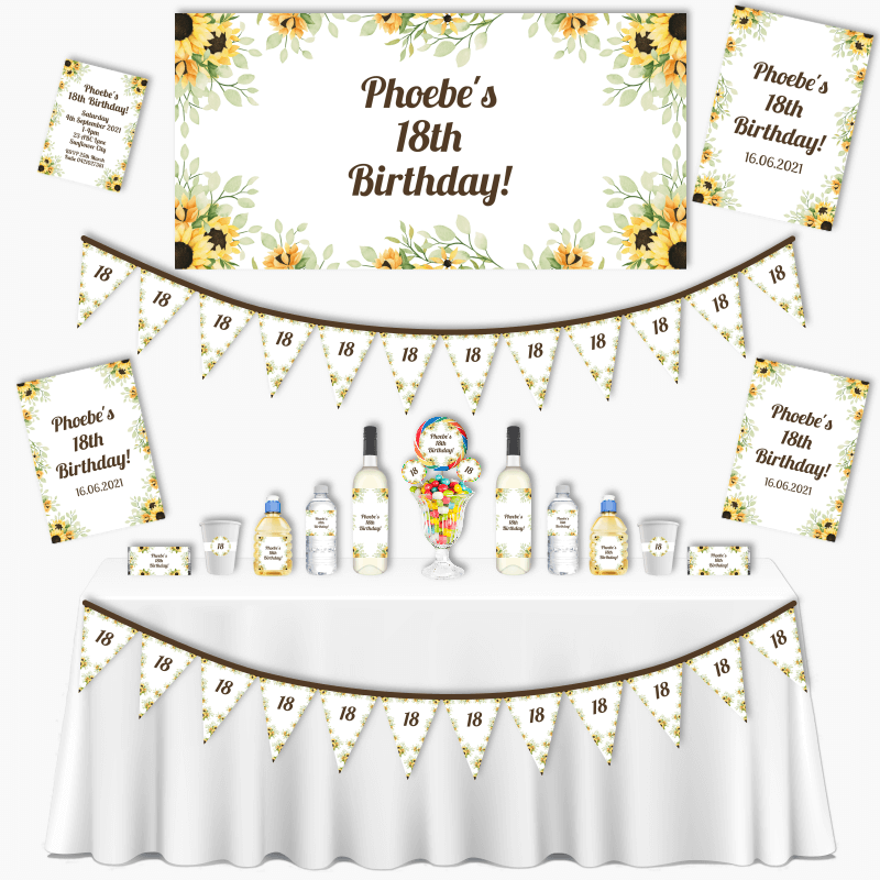 Personalised Sunflower Grand Birthday Party Decorations Pack