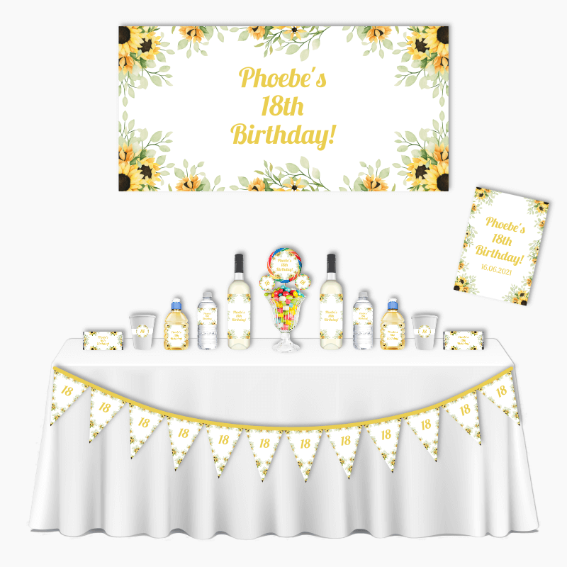 Personalised Sunflower Deluxe Birthday Party Pack - Yellow