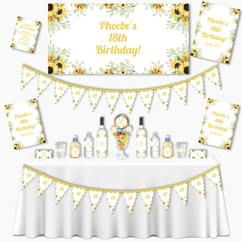 Personalised Sunflower Grand Birthday Party Pack - Yellow
