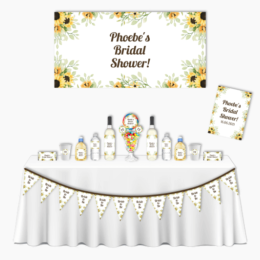 Personalised Sunflower Deluxe Bridal Shower Decorations Pack