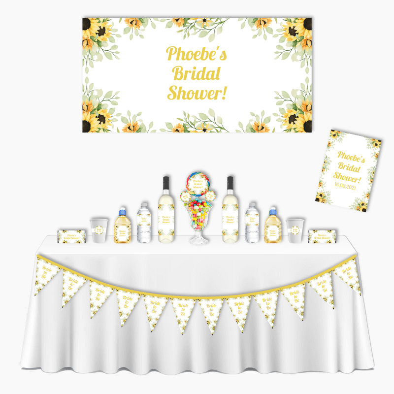 Personalised Sunflower Deluxe Bridal Shower Decorations Pack