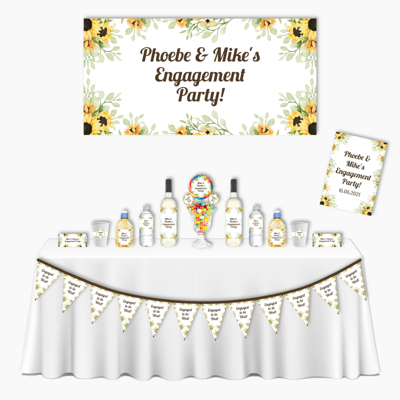 Personalised Sunflower Deluxe Engagement Party Pack - Brown