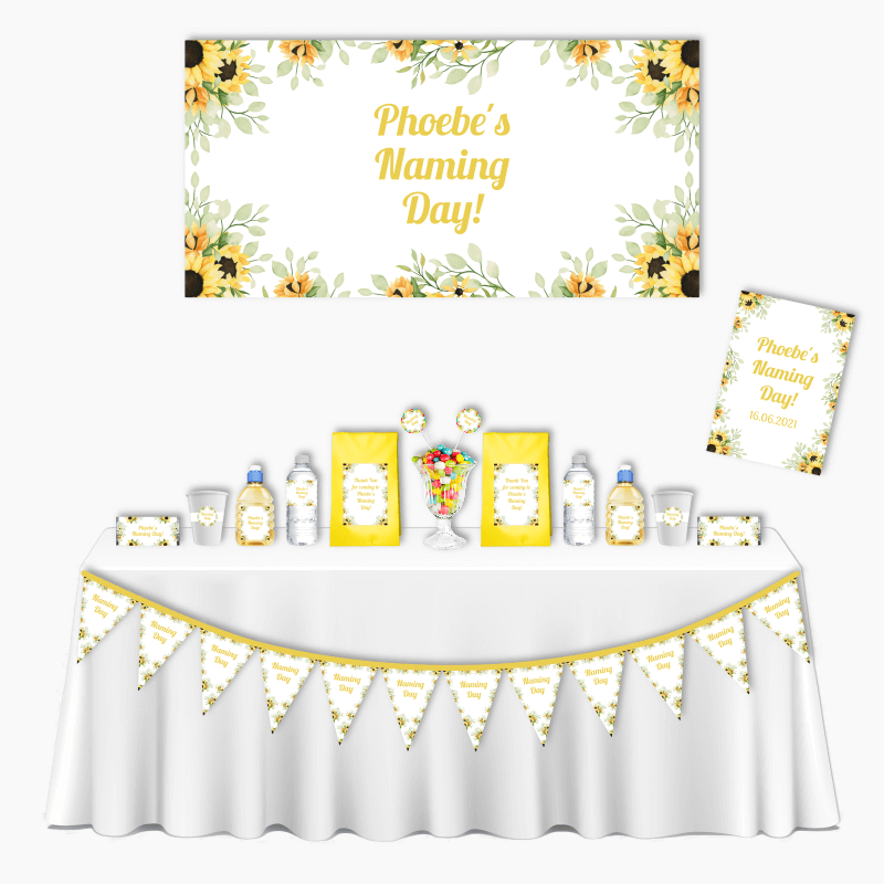 Personalised Sunflower Deluxe Naming Day Decorations Pack