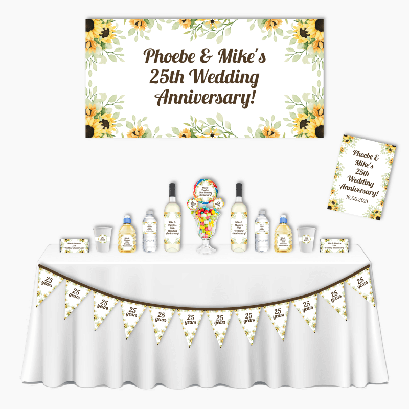 Personalised Sunflower Deluxe Wedding Anniversary Decorations Pack