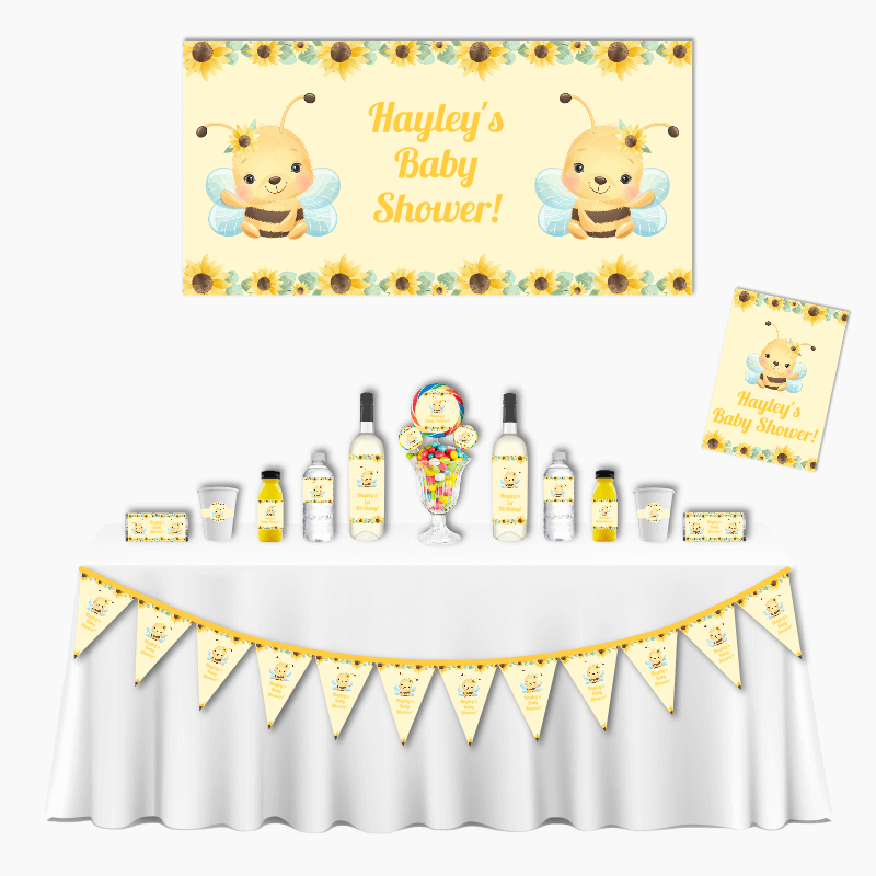 Sweet Custom Sunflower & Honey Bee Baby Shower Decorations - Katie J Design  and Events