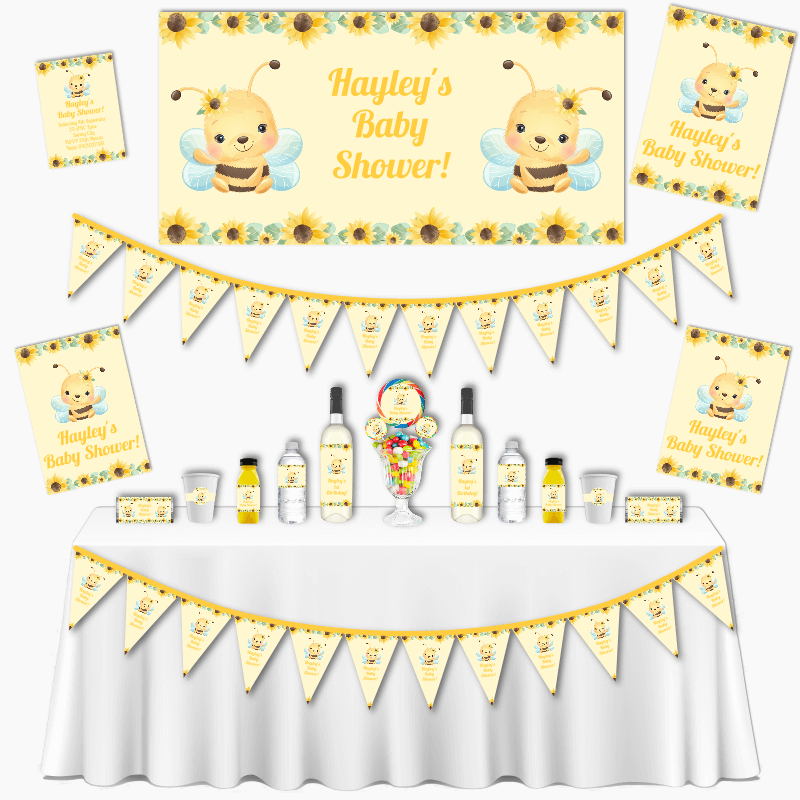 Personalised Sunflower &amp; Honey Bee Grand Baby Shower Pack - Yellow