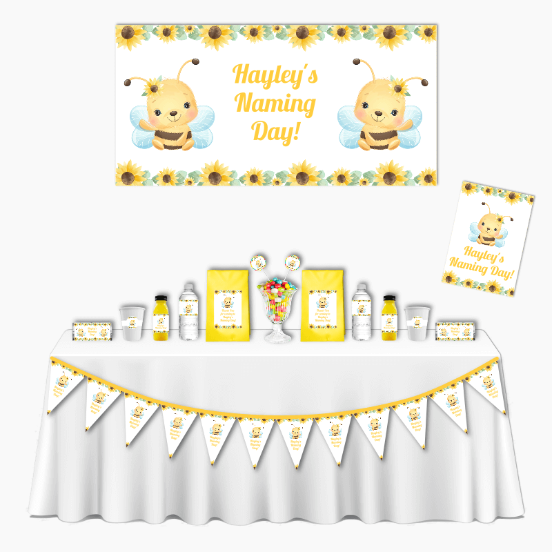 Personalised Sunflower &amp; Honey Bee Deluxe Naming Day Pack - White