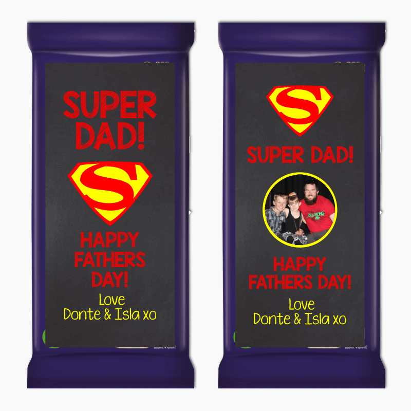 Super Dad Fathers Day Gift Cadbury Chocolate Labels