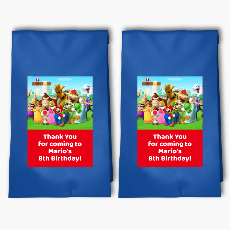 Personalised Super Mario Birthday Party Bags &amp; Labels